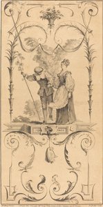 Hirte und Hirtin (?) von Pierre Alexandre Aveline after Antoine Watteau