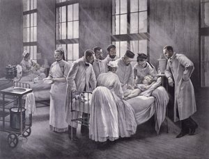 Der Krupphusten geheilt von Doktor Roux, graviert von E. Buval von Pierre Andre Brouillet