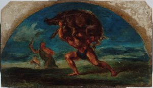 Skizze für den Salon de la Paix des Hôtel de Ville de Paris: Herkules und der Erymanthische Eber, nach Delacroix, zwischen 1852 und 1854