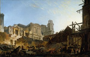 Die Foire Saint-Germain nach dem Brand in der Nacht vom 16. auf den 17. März 1762, ca. 1762 von Pierre Antoine Demachy