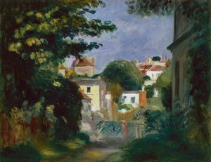Ein Haus und eine Person zwischen den Bäumen von Pierre Auguste Renoir
