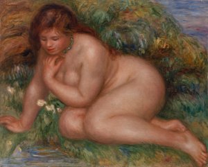 Badende, die sich im Wasser betrachtet von Pierre Auguste Renoir