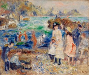 Kinder am Strand von Guernsey