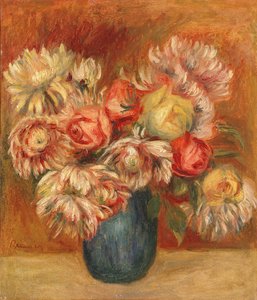 Chrysanthemen in einer grünen Vase