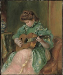 Frau mit Gitarre, um 1896-1897 von Pierre Auguste Renoir