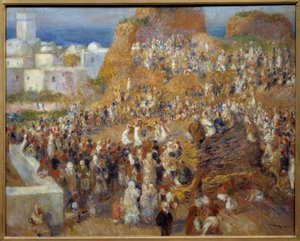 Die Moschee. Arabisches Fest. Tanzvorführung und Musiker in Algier