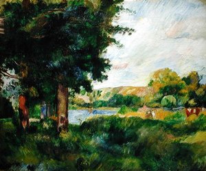 Landschaft in der Île-de-France, oder Landschaft mit großen Bäumen