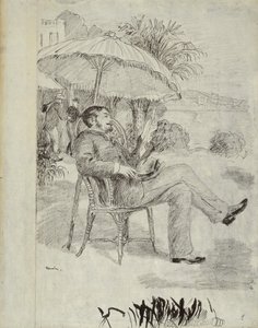 Auf der Terrasse eines Hotels in Bordighera: Der Maler Jean Martin überprüft seine Rechnung, 1881 von Pierre Auguste Renoir