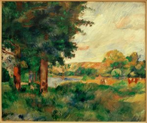 Landschaft der Île-de-France mit großen Bäumen