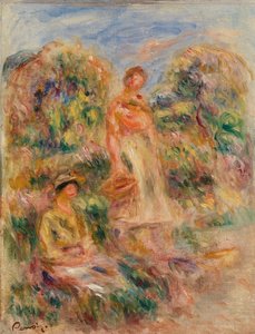 Stehende Frau und sitzende Frau in einer Landschaft von Pierre Auguste Renoir