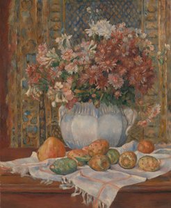 Stillleben mit Blumen und Kaktusfeigen, ca. 1885