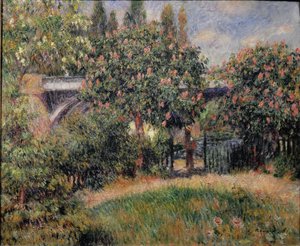 Die Eisenbahnbrücke in Chatou oder die rosa Kastanienbäume