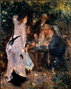 Unter der Laube. Porträts der Maler Claude Monet, Alfred Sisley und Norbert Goeneutte. Gemälde von Pierre Auguste Renoir