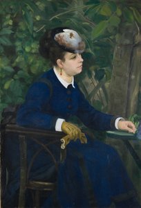 Frau im Garten Frau mit Möwenhut, 1868