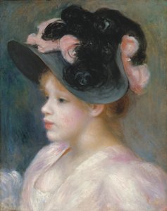 Junges Mädchen mit einem rosa-schwarzen Hut, ca. 1891