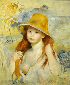 Junges Mädchen mit Strohhut von Pierre Auguste Renoir