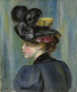 Junge Frau mit schwarzem Hut; Jeune femme au chapeau noir, 1895 von Pierre Auguste Renoir