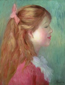 Junges Mädchen mit langen Haaren im Profil, 1890