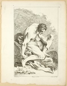 Figur, aus Premier livre de figures d’Academies gravées en Partie par les Professeurs de l’Académie Royale von Pierre Aveline