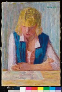 Die Blonde mit der blauen Weste