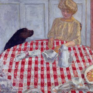 Das rot karierte Tischtuch, oder Das Hundefutter, 1910 von Pierre Bonnard