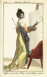 Künstlerin vor einem Ölgemälde, Paris von Pierre Charles Baquoy