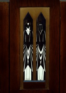 Jugendstil: Stützkabinett aus Eiche, Metall und Elfenbein von Pierre E. Legrain