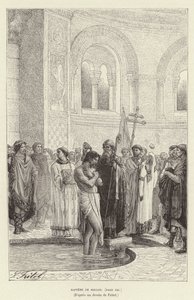Taufe von Rollo, erster Herrscher der Normandie, ca. 911 (Stich)
