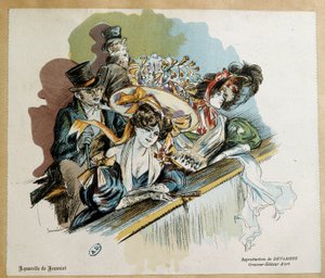 Elegante Paare im Theater. Aquarell von Pierre Georges Jeanniot von Pierre Georges Jeanniot