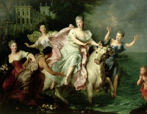 Europa wird von Jupiter, der sich in einen Stier verwandelt hat, entführt, ca. 1700 von Pierre Gobert