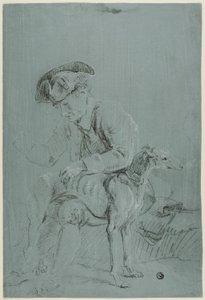 Sitzender Mann mit Hund