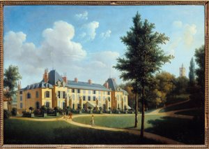 Erstes Kaiserreich: „Ansicht des Schlosses von Malmaison, Fassade zum Park“ von Pierre Joseph Petit