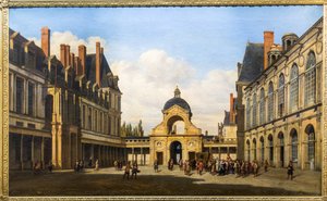 Ovaler Hof des Château de Fontainebleau. Ankunft von Christine von Schweden, Königin von Schweden