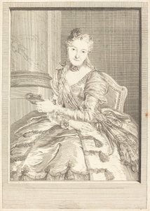 Mme. de M ... im Ballkleid von Pierre Louis de Surugue after Charles Antoine Coypel
