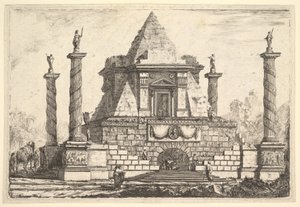 Imaginäre Architektur mit Kamel und Figuren, nach Della Bella