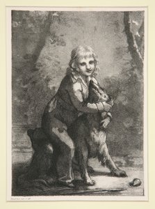 Ohne Titel (Junge mit Hund) von Pierre Paul Prud