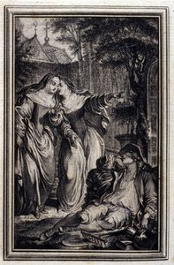 Mazet de Lamporechio - in „Tales et nouvelles en vers“ von Jean La Fontaine. 1776. Illustration von P.P. Choffard