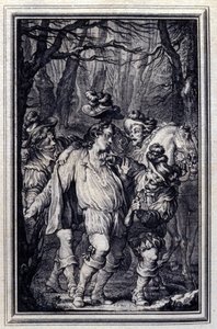 Das Gebet des heiligen Julien. In „Erzählungen und neue Verse“ von Jean de La Fontaine, Amsterdam 1776. illustriert von P.P. Choffard von Pierre Philippe Choffard
