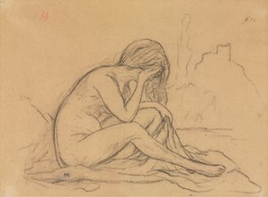 Studie eines weiblichen Aktes (möglicherweise für ein nicht realisiertes allegorisches Gemälde) (recto)