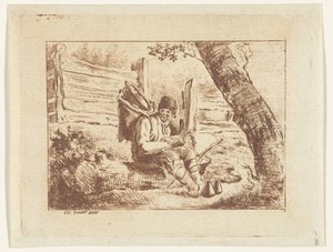 Mann sitzt mit Korb auf dem Rücken von Pieter Barbiers (IV)