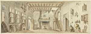 Entwurf für ein Bühnenbild für die flämische Oper Het Kapertje von Pieter Bartholomeusz. Barbiers