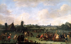 Schlittschuhläufer. Gemälde von Pieter Bout (1658-1702) von Pieter Bouts