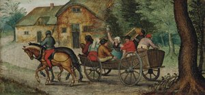 Bauern in einem offenen Wagen von Pieter Brueghel the Younger