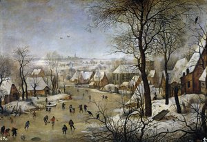 Winterlandschaft mit einer Vogelfalle