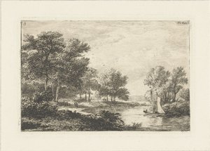 Flusslandschaft mit Segelboot