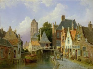 Kanalszene in Holland, 1898 von Pieter Christiaan Cornelis Dommelshuizen
