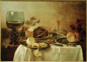 Stillleben mit Pastete von Pieter Claesz