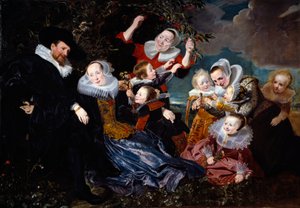 Porträt von Paulus Van Beresteyn (1588-1636) mit seiner Frau und sechs Kindern und zwei Mägden von Pieter Claesz Soutman