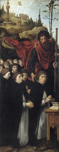 Der Apostel Jakobus der Ältere mit Predigern, rechtes Panel des Jüngsten Gerichts Triptychons von Pieter Coecke van Aelst