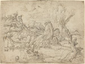 Landschaft mit der Taufe Christi von Pieter Cornelisz Kunst